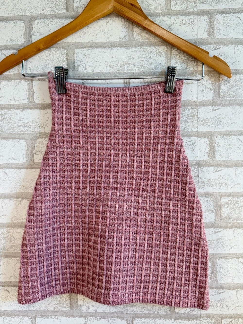 Zara Dusty Rose Waffle Knit Mini Skirt
